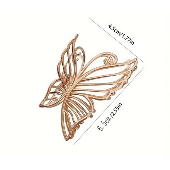 MINI METAL BUTTERFLY CLAW CLIP (SILVER) - Picture 4 of 4